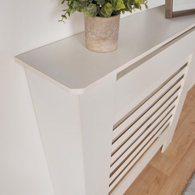Wooden Radiator Cover Shelf Modern Furniture, White - Medium