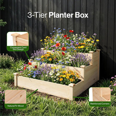 Wooden Raised Garden Bed Elevated Planter Box Open-ended Base Growing ...