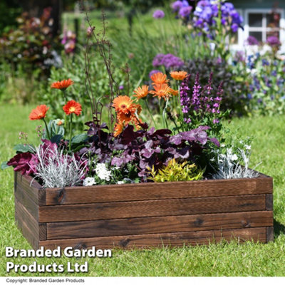 Wooden Raised Garden Planter Treated Fir Wood Outdoor Flower Trough Herb Vegetable Bed (Medium 80x60cm)