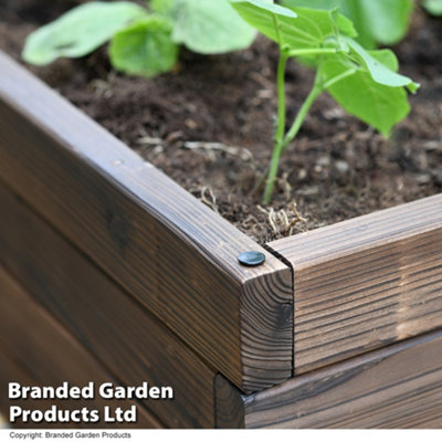 Wooden Raised Garden Planter Treated Fir Wood Outdoor Flower Trough Herb Vegetable Bed (Medium 80x60cm) - 4