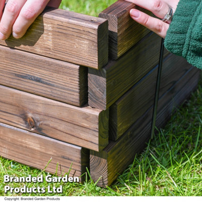 Wooden Raised Garden Planter Treated Fir Wood Outdoor Flower Trough Herb Vegetable Bed Twin Pack (2 x Large 110x90cm) - 3