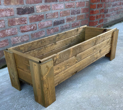Wooden Raised Garden Planter Veg Herb Box Heavy Duty (W)90cm (H)33cm