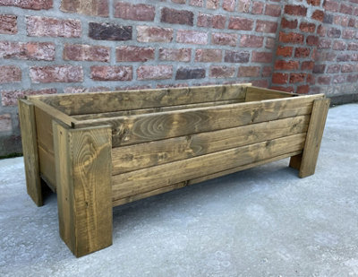 Wooden Raised Garden Planter Veg Herb Box Heavy Duty (W)90cm (H)33cm