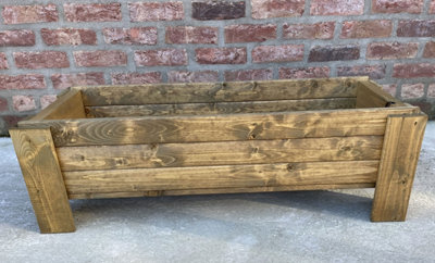 Wooden Raised Garden Planter Veg Herb Box Heavy Duty (W)90cm (H)33cm