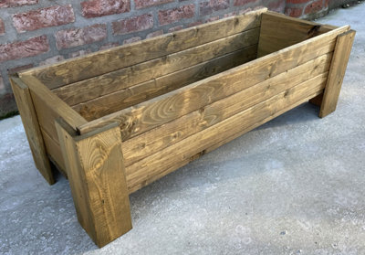 Wooden Raised Garden Planter Veg Herb Box Heavy Duty (W)90cm (H)33cm