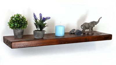 Wooden Reclaimed Floating Shelf 6" 140mm - Colour Dark Oak - Length 100cm