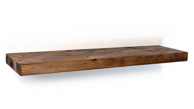 Wooden Reclaimed Floating Shelf 6" 140mm - Colour Medium Oak - Length 100cm