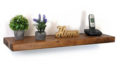 Wooden Reclaimed Floating Shelf 6" 140mm - Colour Medium Oak - Length 40cm