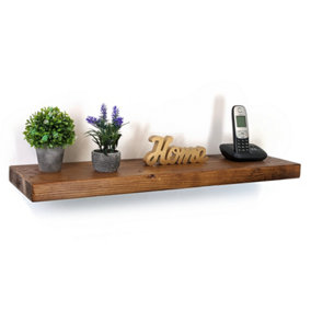 Wooden Reclaimed Floating Shelf 6" 140mm - Colour Medium Oak - Length 60cm