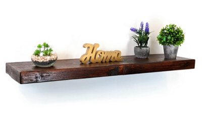 Wooden Reclaimed Floating Shelf 6" 140mm - Colour Walnut - Length 120cm