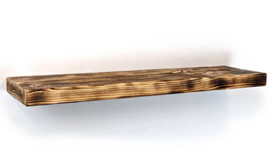 Wooden Reclaimed Floating Shelf 9" 220mm - Colour Burnt - Length 130cm