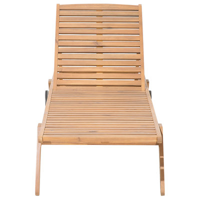 Wooden Reclining Sun Lounger with Cushion Beige CESANA - 5