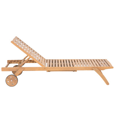 Wooden Reclining Sun Lounger with Cushion Beige CESANA - 6