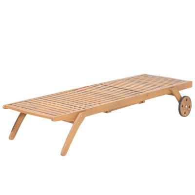 Wooden Reclining Sun Lounger with Cushion Beige CESANA - 7