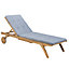 Wooden Reclining Sun Lounger with Cushion Blue CESANA