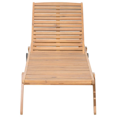 Wooden Reclining Sun Lounger with Cushion Blue CESANA - 6