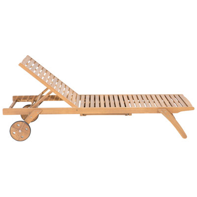 Wooden Reclining Sun Lounger with Cushion Blue CESANA - 7