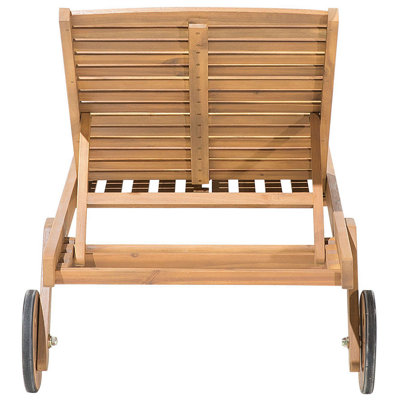 Wooden Reclining Sun Lounger with Cushion Blue CESANA - 8