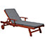 Wooden Reclining Sun Lounger With Cushion Grey TOSCANA