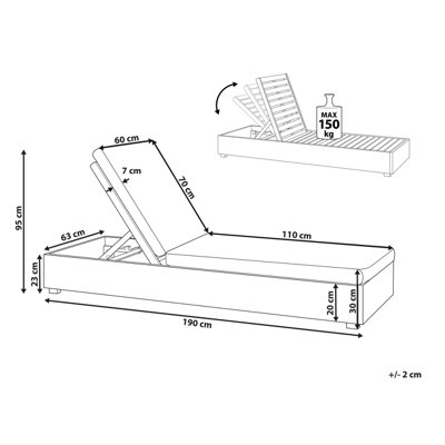 Wooden Reclining Sun Lounger with Cushion Off-White FANANO - 3