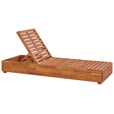 Wooden Reclining Sun Lounger with Cushion Off-White FANANO - 4