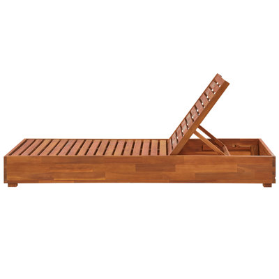 Wooden Reclining Sun Lounger with Cushion Off-White FANANO - 6