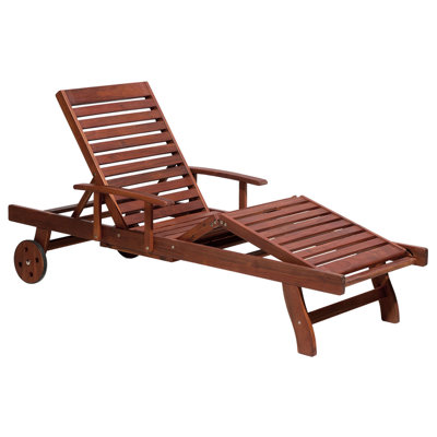 Wooden Reclining Sun Lounger with Off-White Cushion TOSCANA - 4