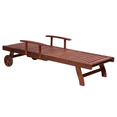 Wooden Reclining Sun Lounger with Off-White Cushion TOSCANA - 6