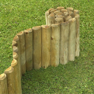 Wooden Roll Picket Log Border Fence 1.8m x 15cm