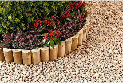 Wooden Roll Picket Log Border Fence 1.8m x 15cm - 3