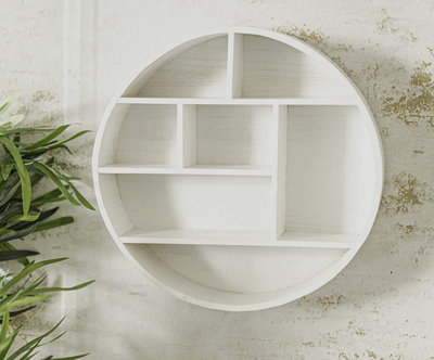 Round store wooden shelf