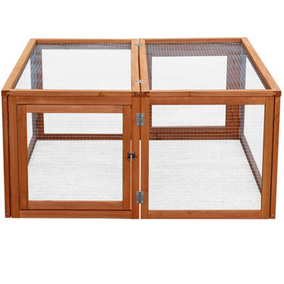 Wooden Run/Hutch for Rabbit Guinea Pig Chicken Duck Ferret Puppy Pet Enclosure with Roof
