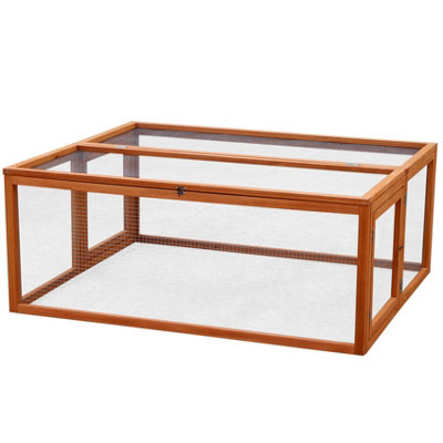 Wooden Run/Hutch for Rabbit Guinea Pig Chicken Duck Ferret Puppy Pet Enclosure with Roof - 3