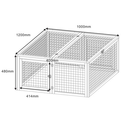 Wooden Run/Hutch for Rabbit Guinea Pig Chicken Duck Ferret Puppy Pet Enclosure with Roof - 4