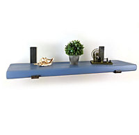 Wooden Rustic Bracket Bent Up Shelf 145mm Nordic Blue Length of 180cm