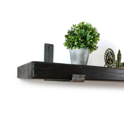 Wooden Rustic Bracket Bent Up Shelf 225mm Charcoal Length of 190cm