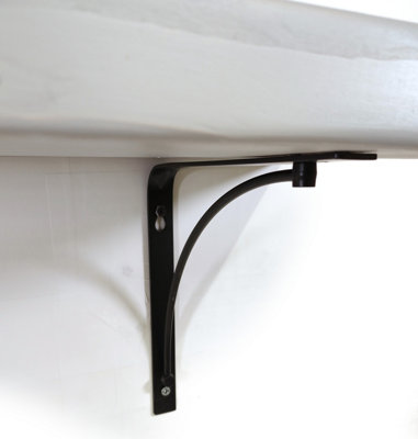 Wooden Rustic Shelf with Bracket BOW Black 170mm 7 inches Antique Grey Length of 120cm