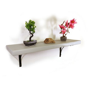 Wooden Rustic Shelf with Bracket BOW Black 170mm 7 inches Antique Grey Length of 170cm