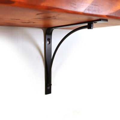 Wooden Rustic Shelf with Bracket BOW Black 170mm 7 inches Teak Length of 210cm