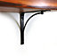 Wooden Rustic Shelf with Bracket BOW Black 170mm 7 inches Walnut Length of 110cm