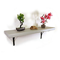 Wooden Rustic Shelf with Bracket BOW Black 220mm 9 inches Antique Grey Length of 180cm