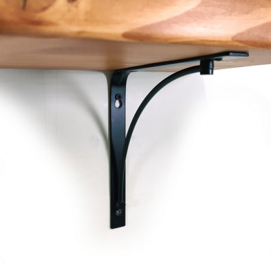 Wooden Rustic Shelf with Bracket BOW Black 220mm 9 inches Light Oak Length of 230cm