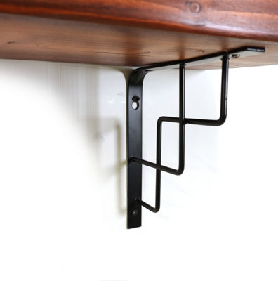 Wooden Rustic Shelf with Bracket SQUARE Black 220mm 9 inches Dark Oak Length of 50cm