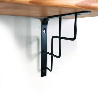 Wooden Rustic Shelf with Bracket SQUARE Black 220mm 9 inches Light Oak Length of 30cm