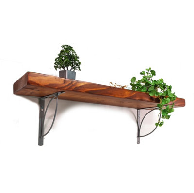 Wooden Rustic Shelf with Bracket TRAMP 170mm 7 inches Teak Length of 180cm
