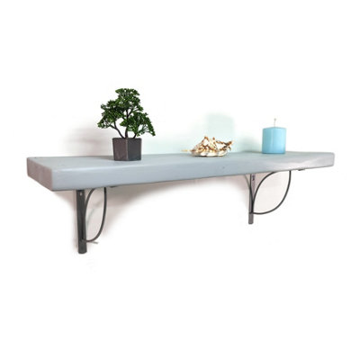 Wooden Rustic Shelf with Bracket TRAMP 220mm 9 inches Antique Grey Length of 110cm