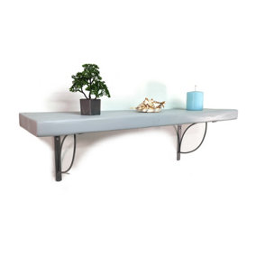 Wooden Rustic Shelf with Bracket TRAMP 220mm 9 inches Antique Grey Length of 210cm