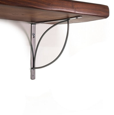 Wooden Rustic Shelf with Bracket TRAMP 220mm 9 inches Dark Oak Length of 240cm