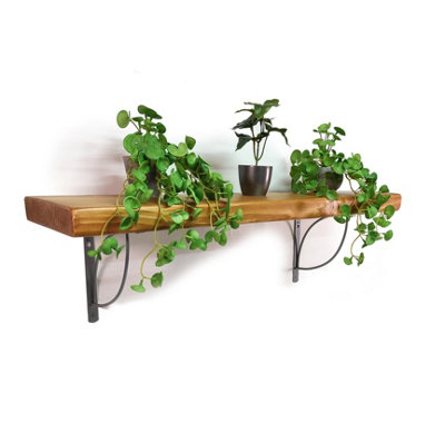 Wooden Rustic Shelf with Bracket TRAMP 220mm 9 inches Light Oak Length