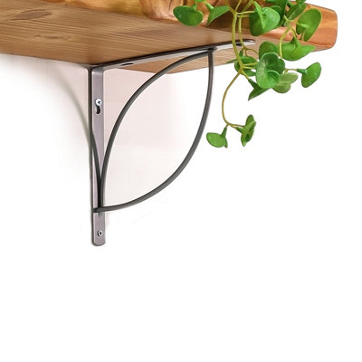 Wooden Rustic Shelf with Bracket TRAMP 220mm 9 inches Light Oak Length of 210cm